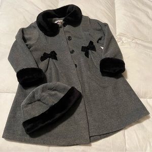 Charcoal grey and black coat with matching hat
